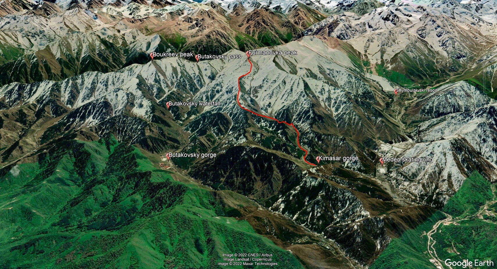 Furmanov peak trekking map